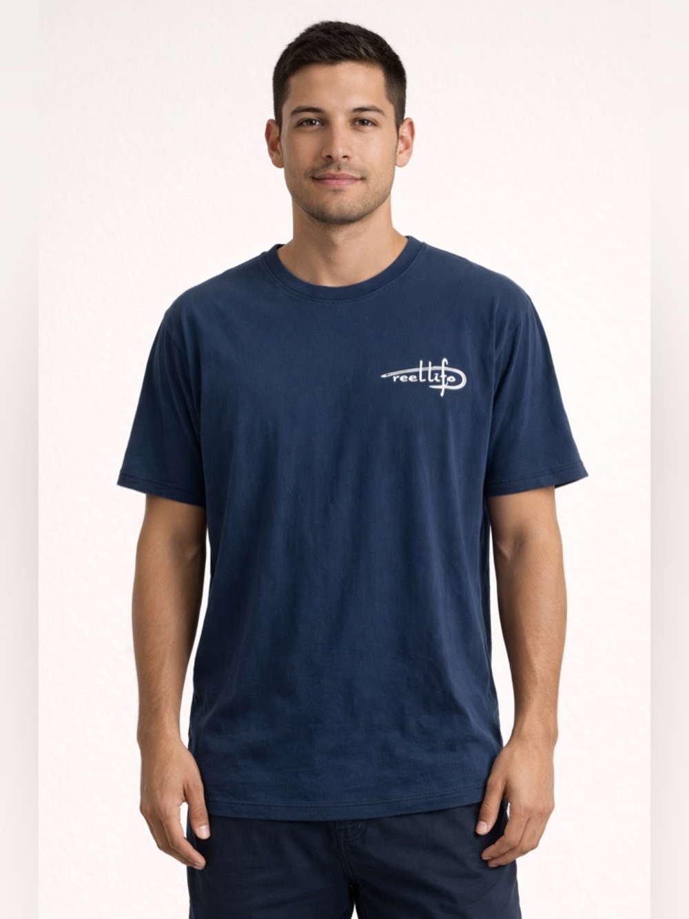 Reel Life Men's Navy Short-Sleeve Logo Tee